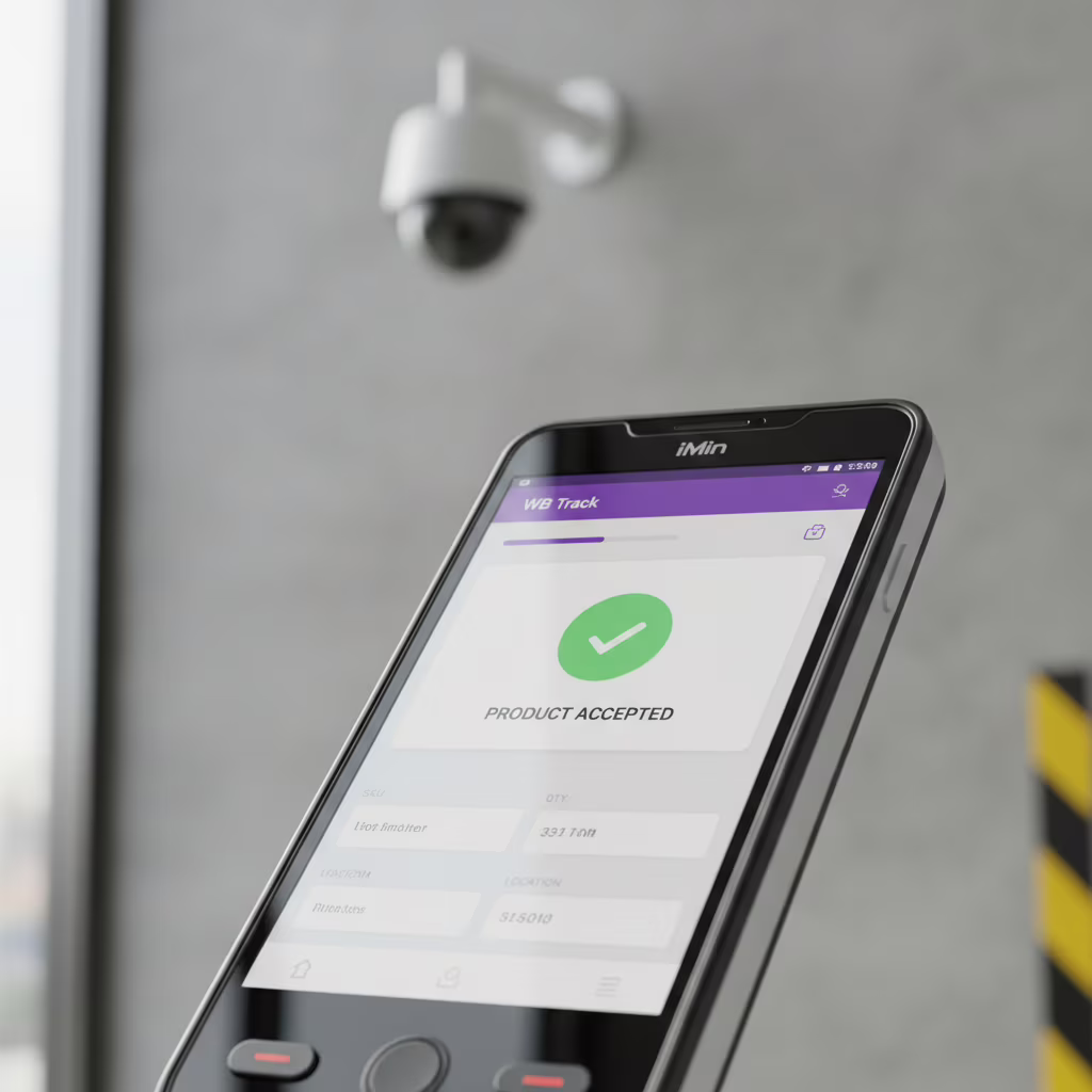 Современный склад пункта выдачи Wildberries в Санкт-Петербурге с усиленными 5-ярусными стеллажами, сотрудником с ТСД-сканером и организованной зоной раздельного сбора отходов — Эргономика складской зоны по стандартам 2026