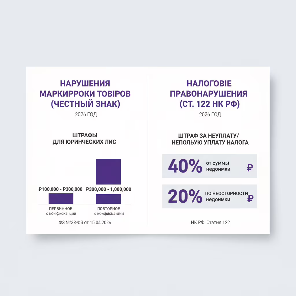 Сравнение штрафов за маркировку и налоги для продавцов Wildberries 2026