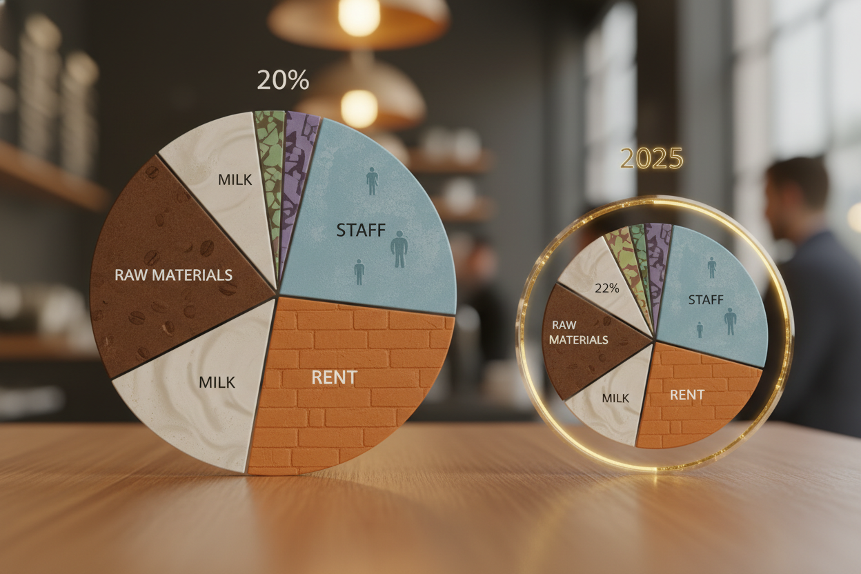 Круговая диаграмма структуры затрат на производство кофейного напитка в кафе