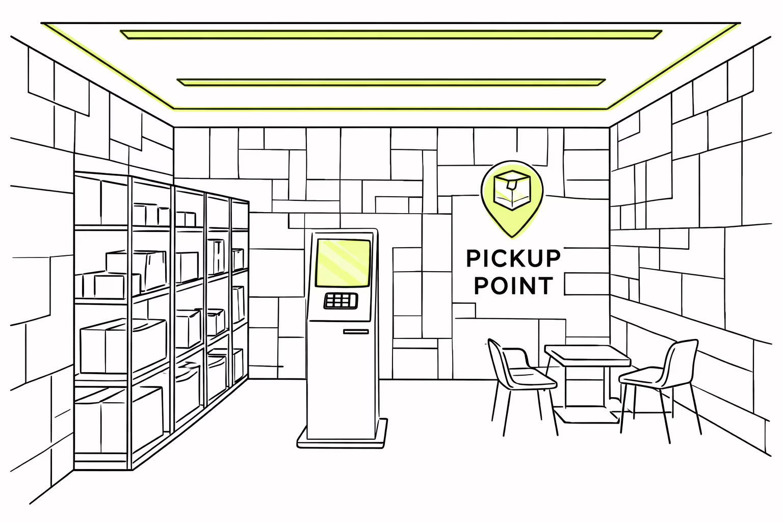 Современный интерьер ПВЗ с LED-освещением и антивандальной отделкой для расчёта стоимости открытия