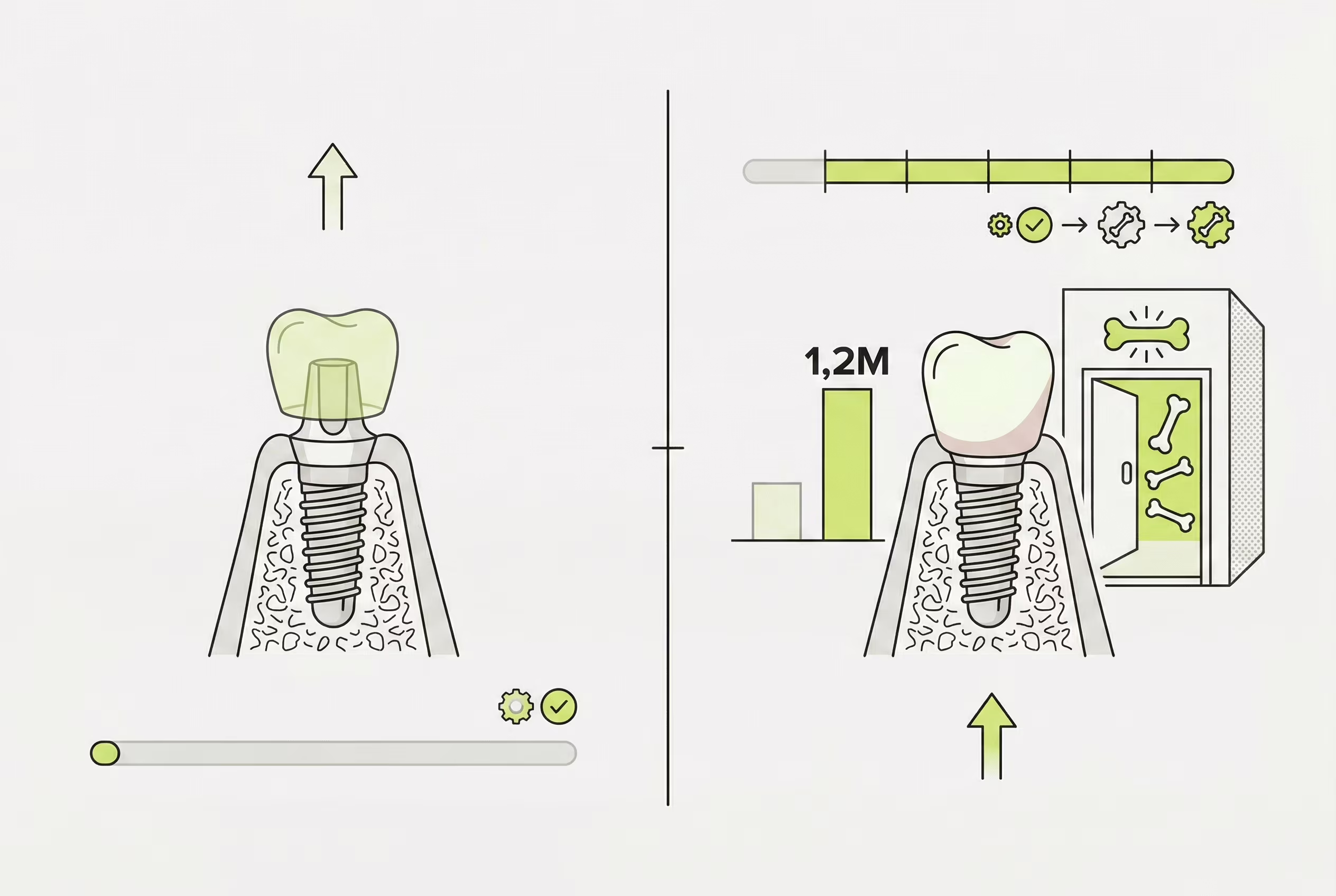Схема сроков приживления и типов коронок
